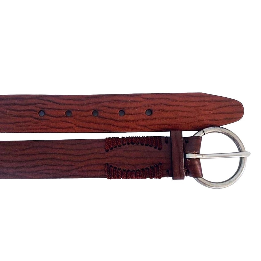 Liz Claiborne Belt Genuine Leather Boho Brown Silver Buckle M Peasant Prairie